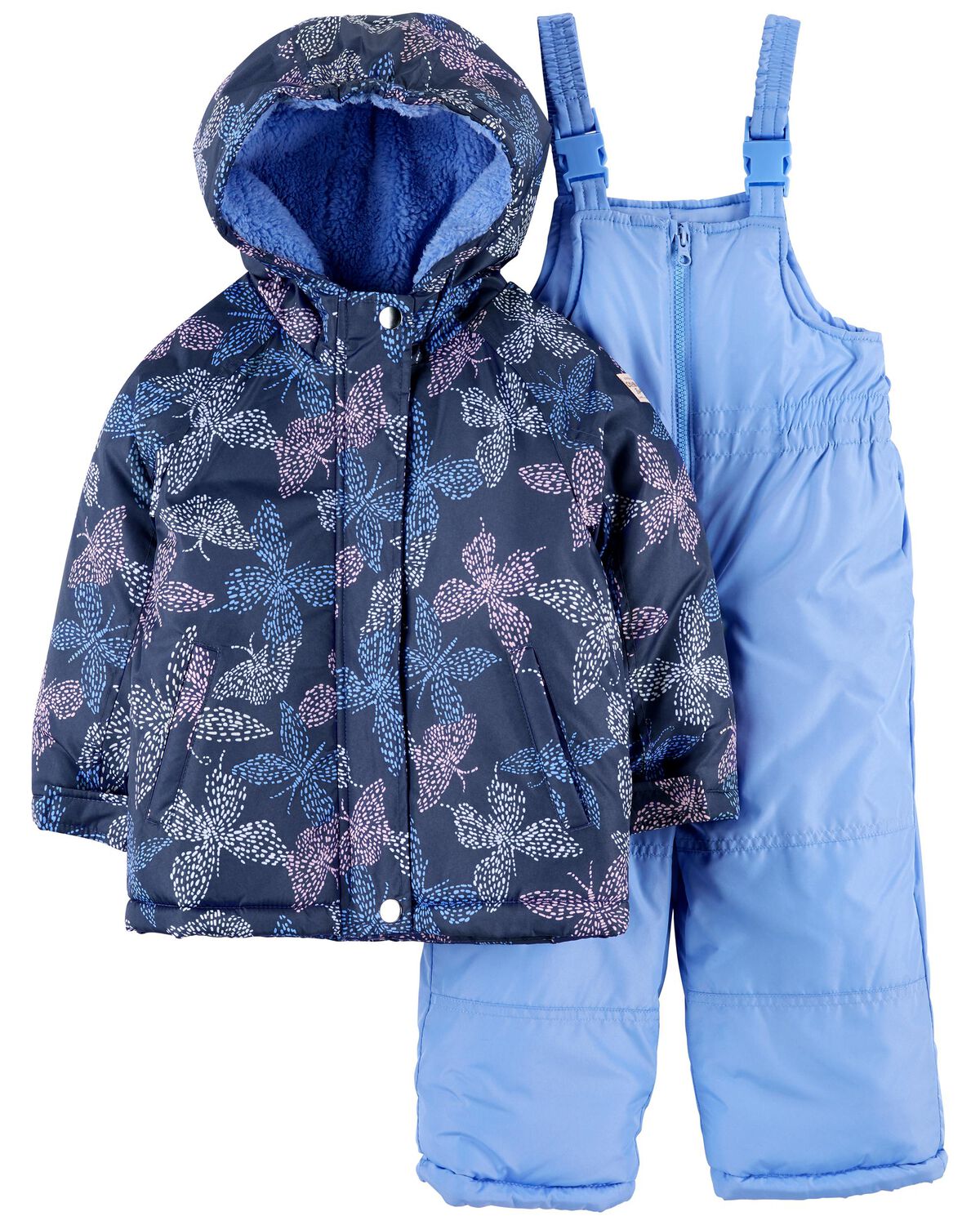Blue Butterflies Toddler 2Piece Hooded Snowsuit