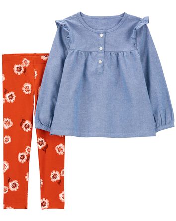 Baby 2-Piece Chambray Top & Legging Set, 