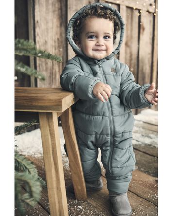 Baby Recycled Puffer One-Piece, 