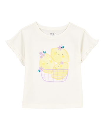 Baby Short-Sleeve Lemon Fashion Top - Ivory, 