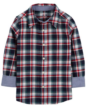 Kid Plaid Button-Front Shirt, 