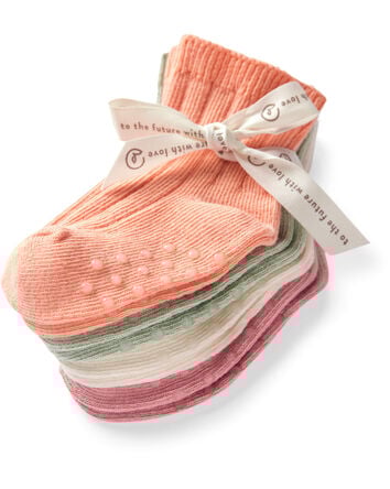 Baby Girl 4-Pack No-Slip Socks Made with Organic Cotton, 