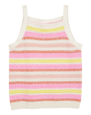 Kid 2-Piece Striped Sweater Crochet Knit Tank & Shorts Set
, 