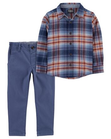 Baby 2-Piece Flannel Button-Front Shirt & Chino Pants Set, 
