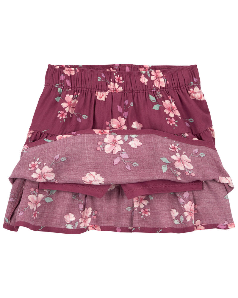 Toddler Floral Print Tiered Skort, image 2 of 3 slides