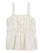 Kid 2-Piece Ruched Textured Tank & Pull-On Smocked Shorts Set -  Cream, image 3 of 6 slides