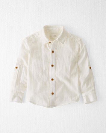 Toddler Organic Cotton Gauze Button-Front Shirt, 