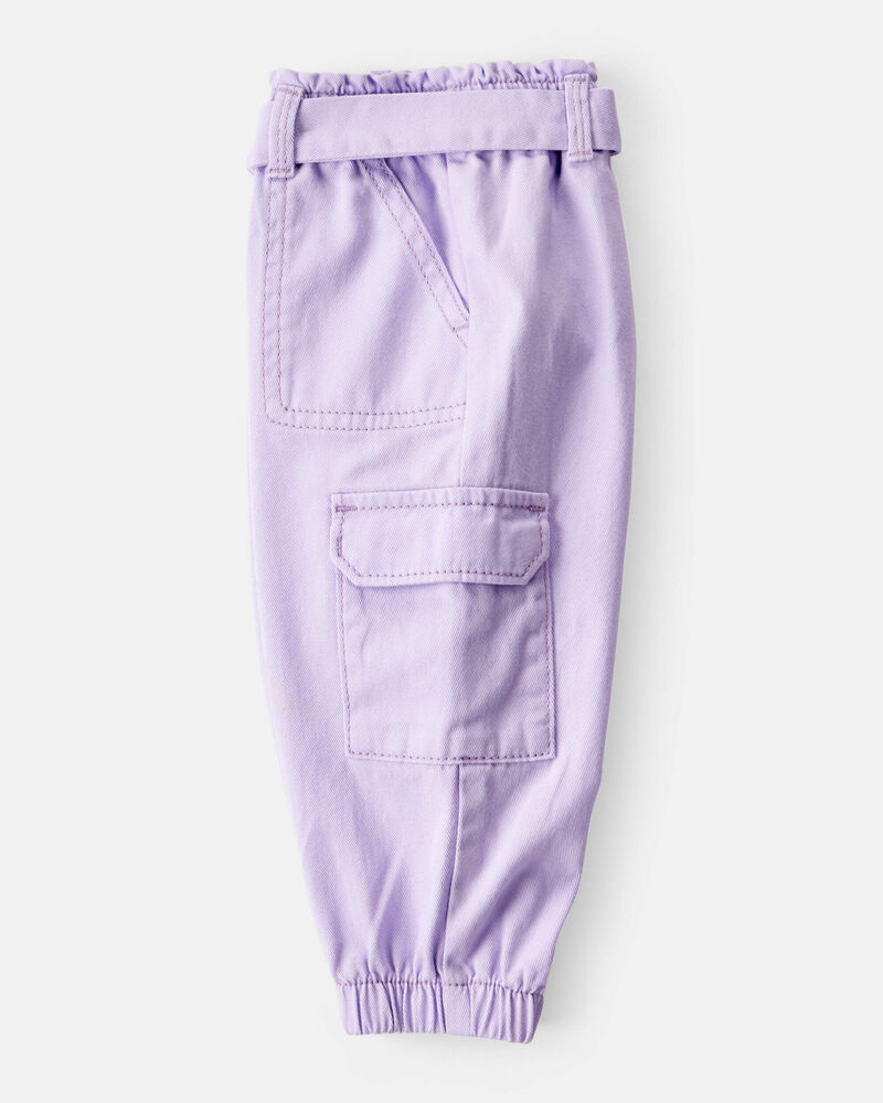 Baby Girl Cotton Cargo Joggers - Purple, image 3 of 5 slides