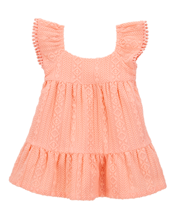 Baby Flutter Knit Textured Dress - Pink, 