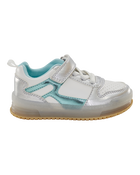 Toddler Light Up Metallic Sneakers - Silver/Aqua, image 3 of 8 slides