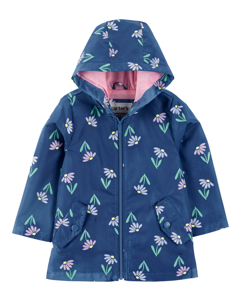 Toddler Color Changing Rain Jacket - Navy, image 3 of 6 slides
