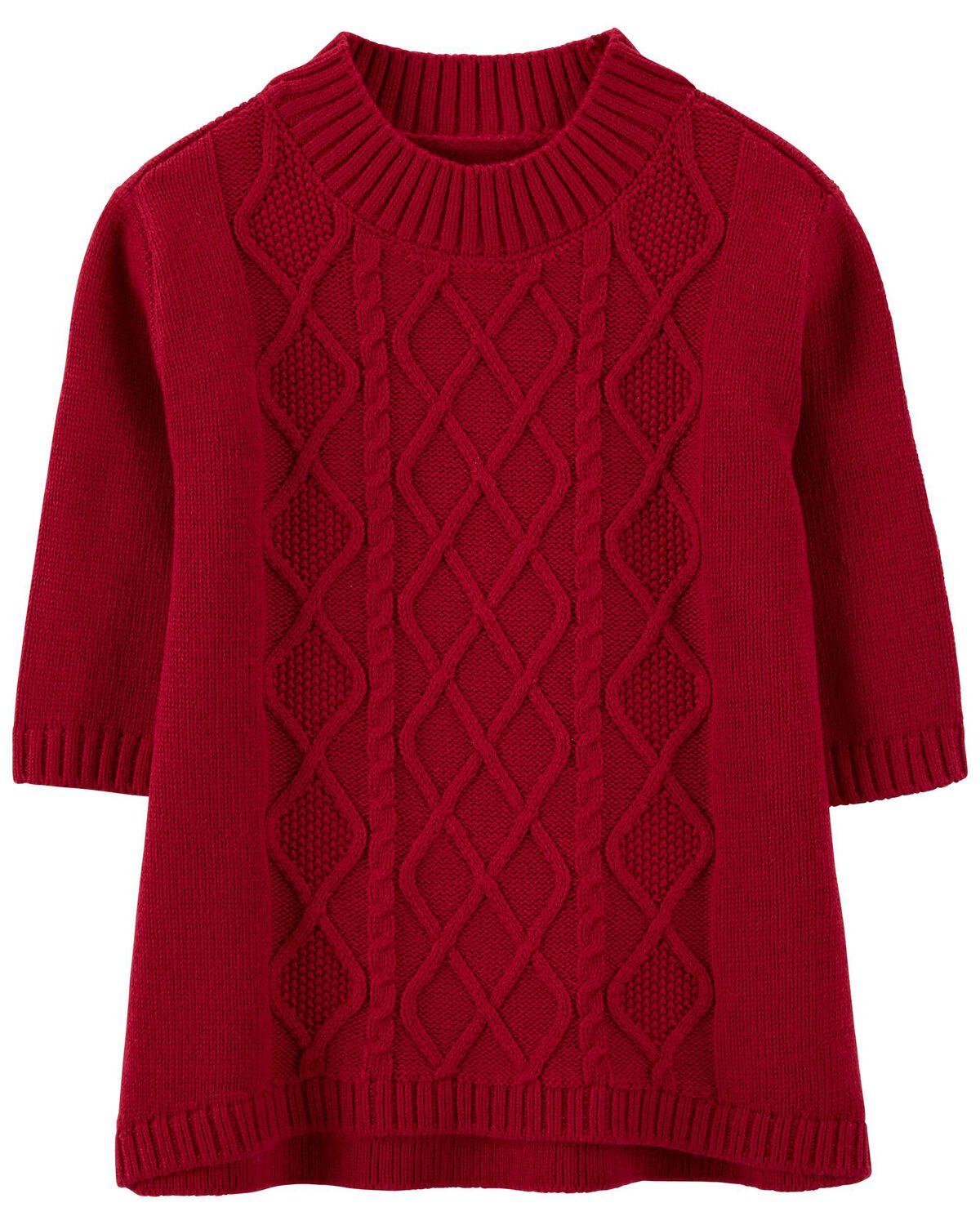 Red Baby Cable Knit Sweater Dress
