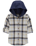 Baby Plaid Hooded Button-Down Shirt, image 1 of 4 slides