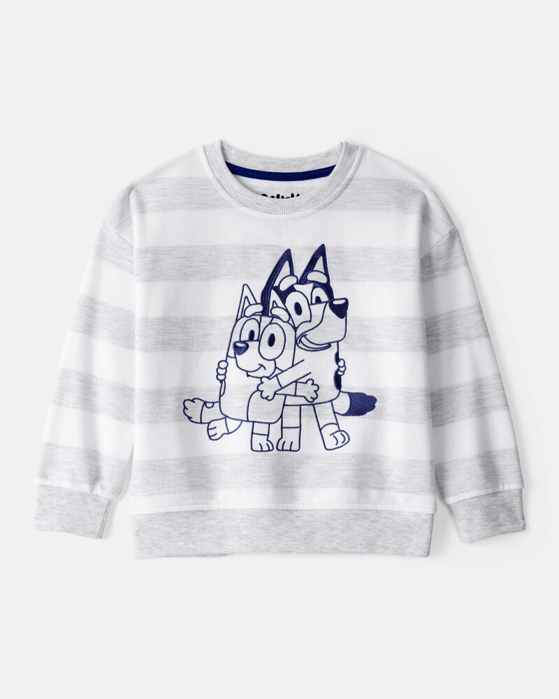 Toddler Boy Bluey Striped French Terry Pullover - Grey, image 1 of 2 slides