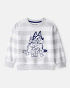 Toddler Boy Bluey Striped French Terry Pullover - Grey, image 1 of 2 slides