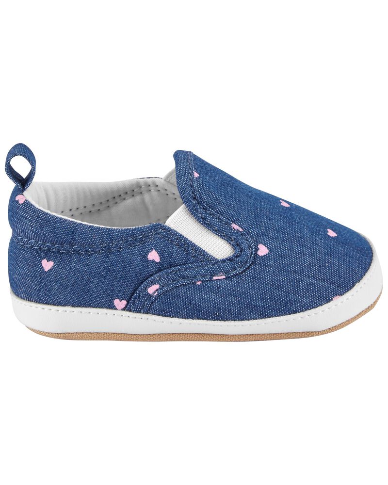 Baby Chambray Heart Slip-On Soft Shoes, image 2 of 7 slides