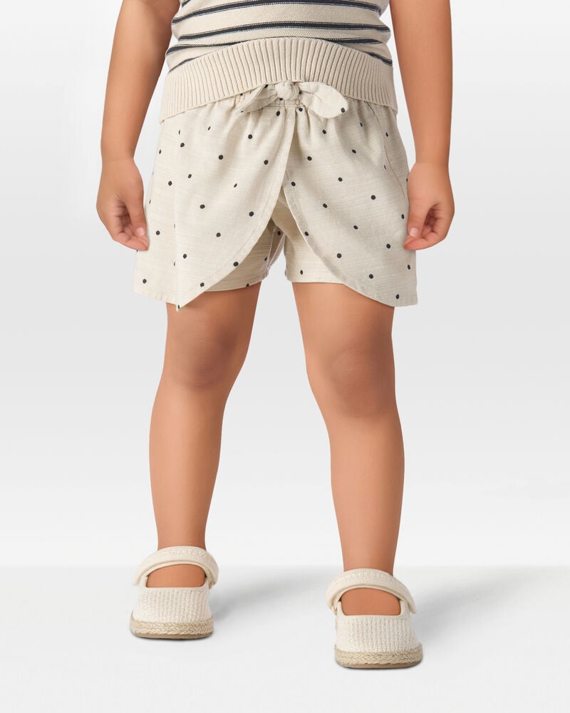 Toddler Polka Dot Linen Look-Alike Skort - Tan, image 2 of 7 slides