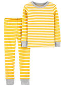 Yellow - Toddler 2-Piece Striped Snug Fit Cotton Pajamas