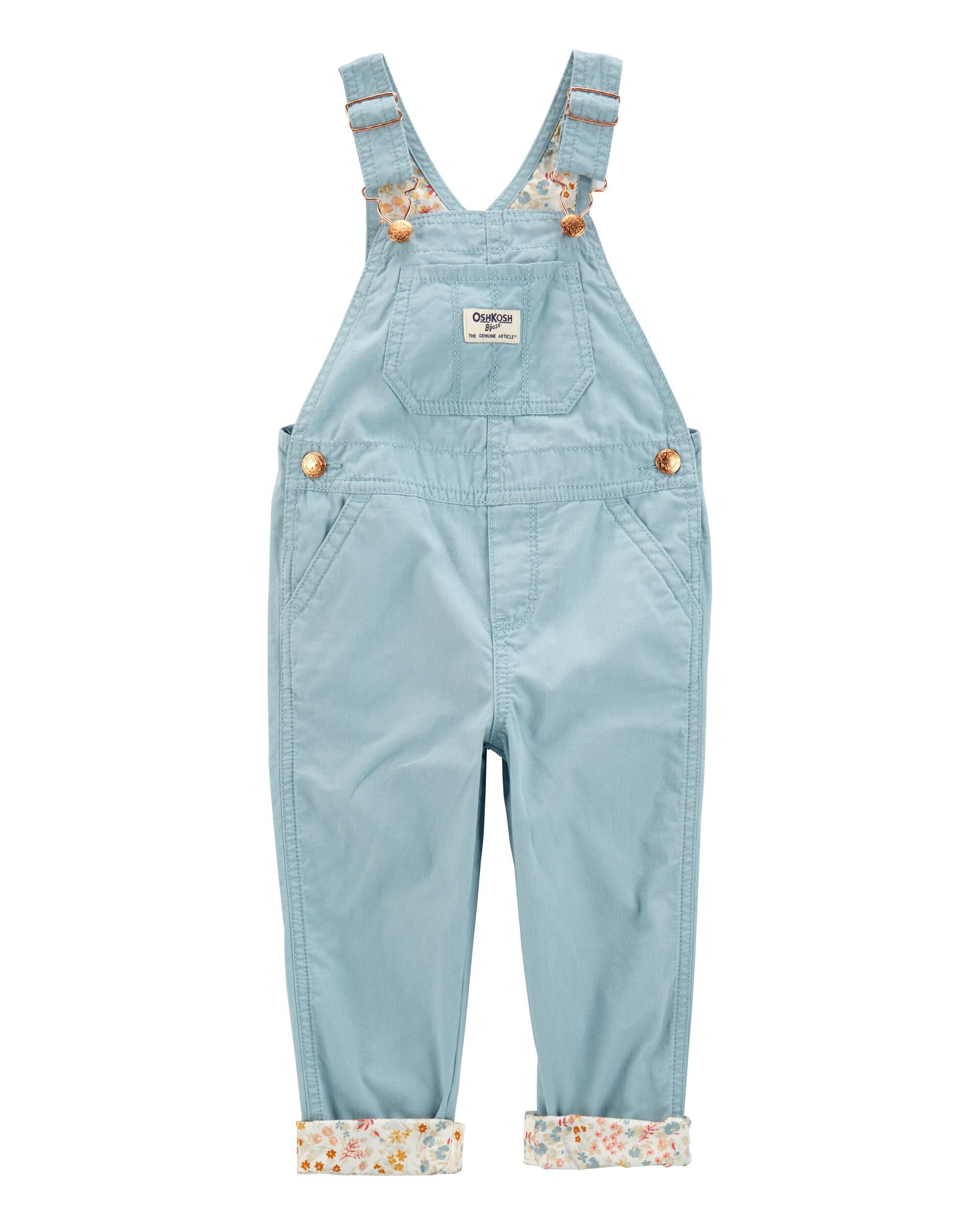 Blue Toddler Floral Canvas Overalls Blue carters