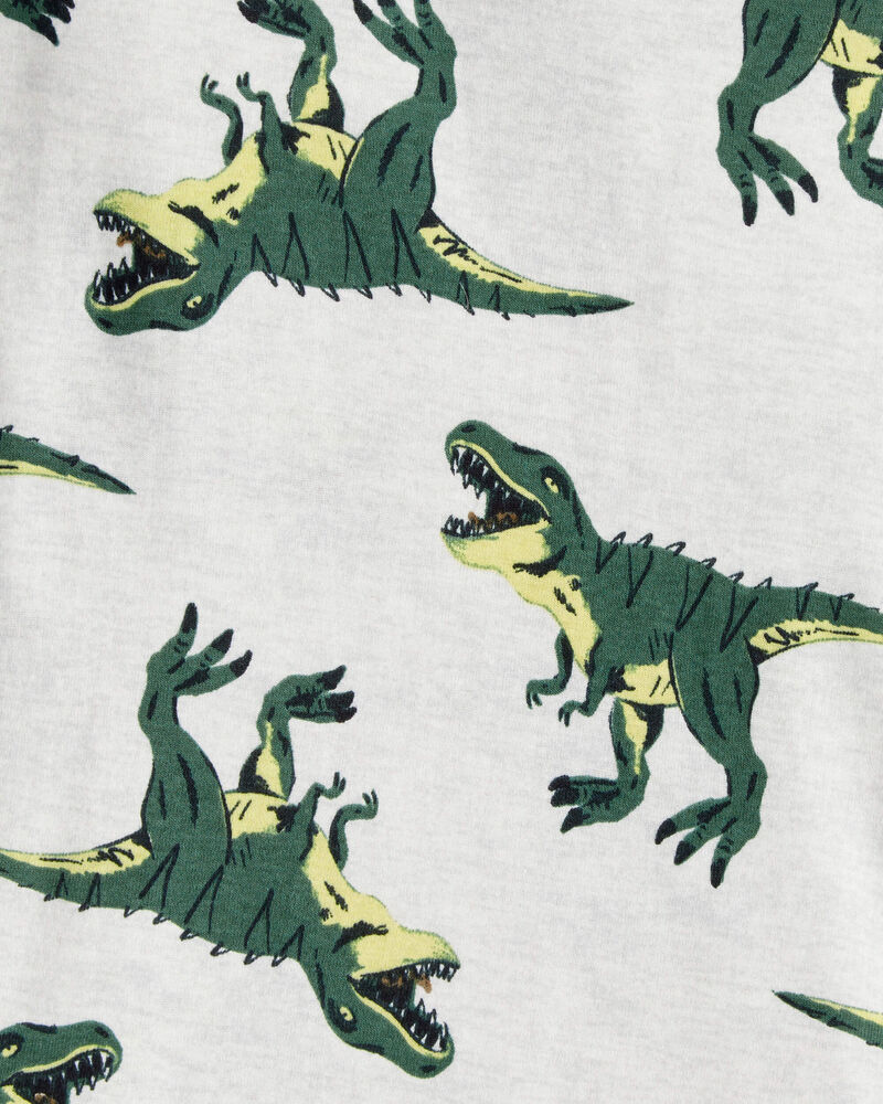 Boys Dinosaur Print 100% Cotton Long-Sleeve 4-Piece Pajamas - Green, image 3 of 4 slides