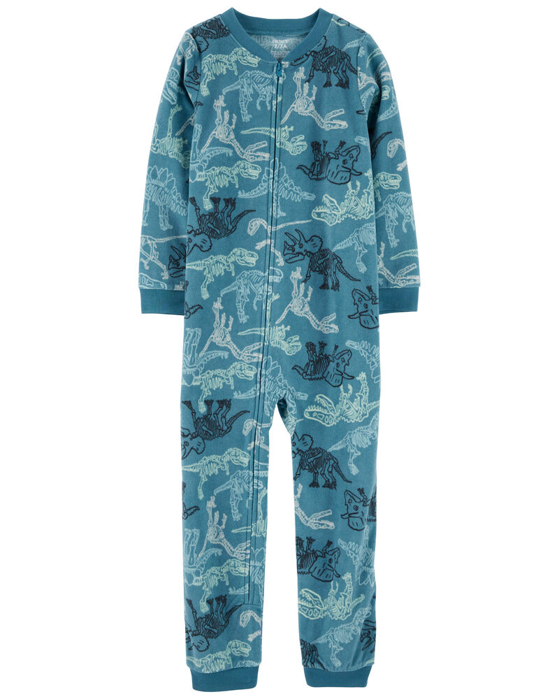 Kid 1-Piece Dinosaur Fleece Footless Pajamas
, image 1 of 3 slides