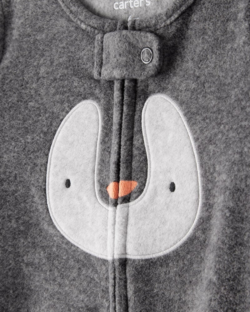 Baby Penguin Loose Fit Sleep & Play Pajamas - Grey, image 2 of 4 slides