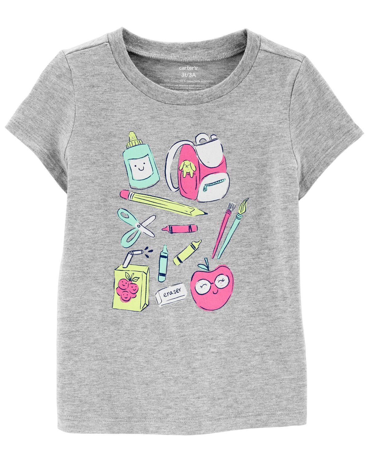 Heather Toddler School Supplies Jersey Tee