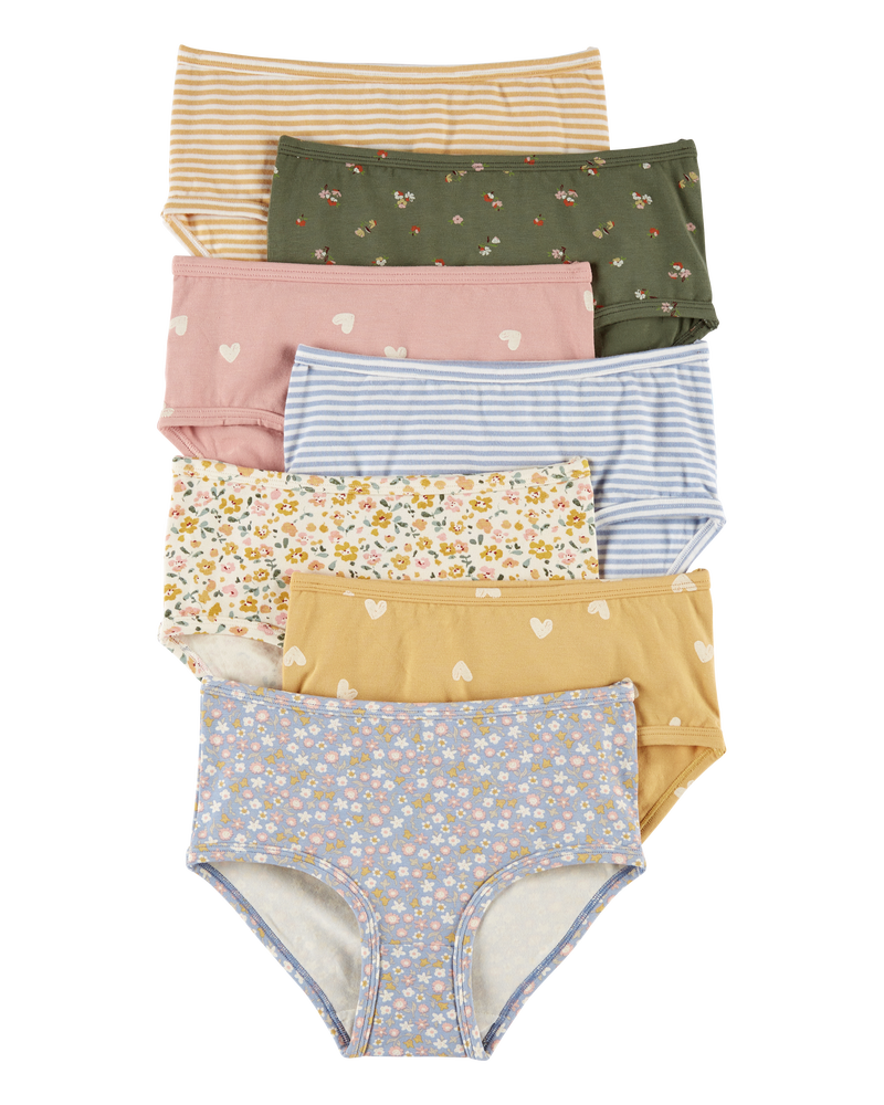 Kid 7-Pack Floral Brief Stretch Cotton Underwear, image 1 of 2 slides