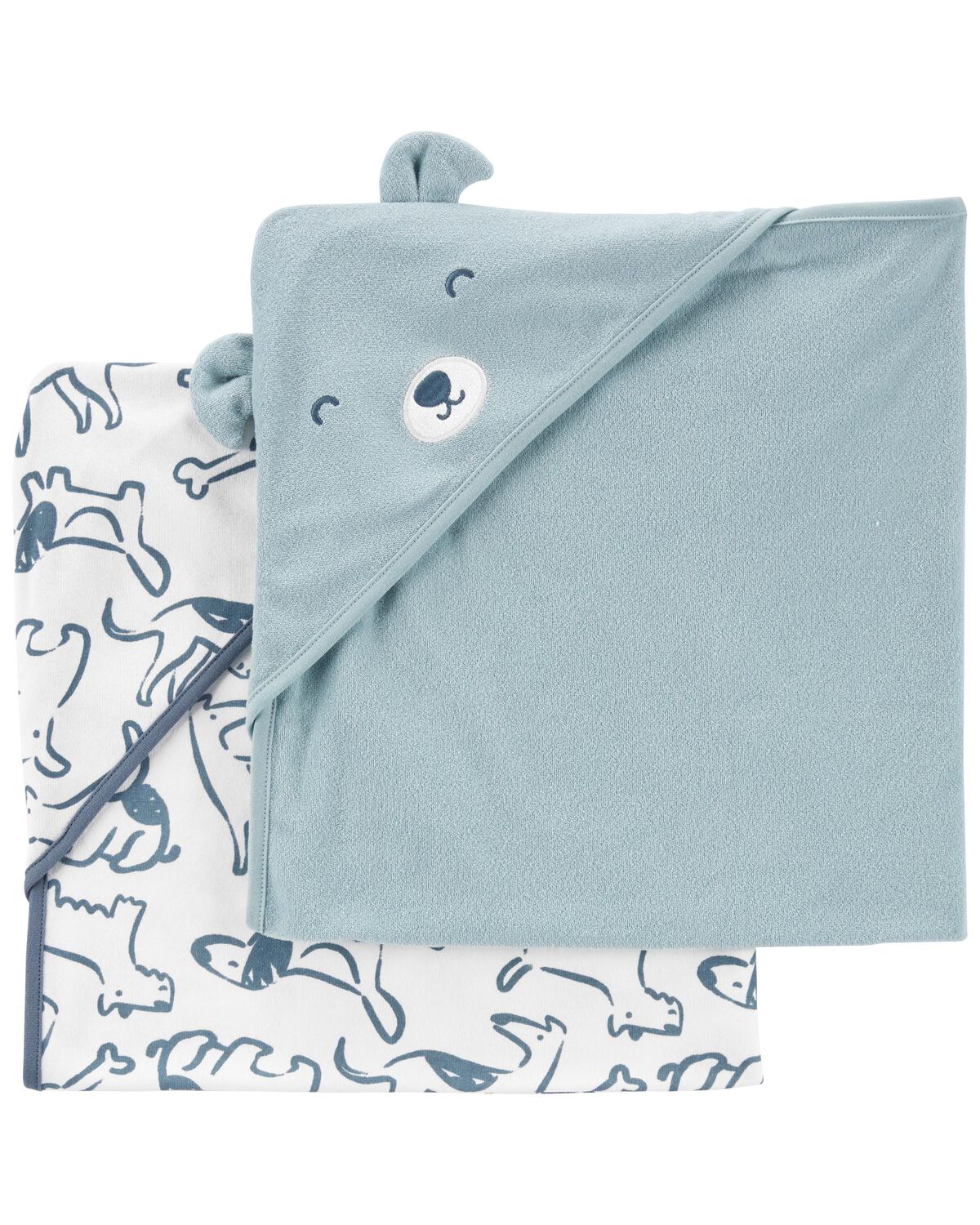 Carters Blue Baby 2-Pack Hooded Baby Towels