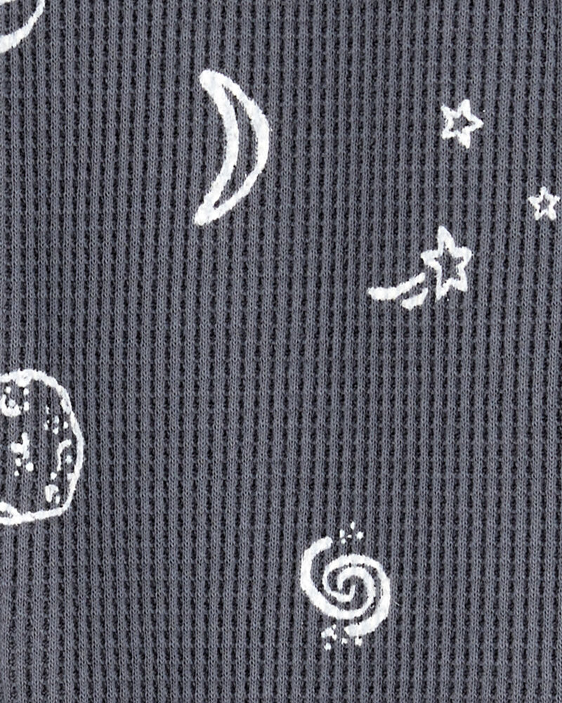 Baby Boy Space Print 2-Way Zip Waffle Knit Sleep & Play - Grey, image 2 of 3 slides