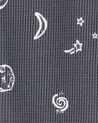 Baby Boy Space Print 2-Way Zip Waffle Knit Sleep & Play - Grey, image 2 of 3 slides