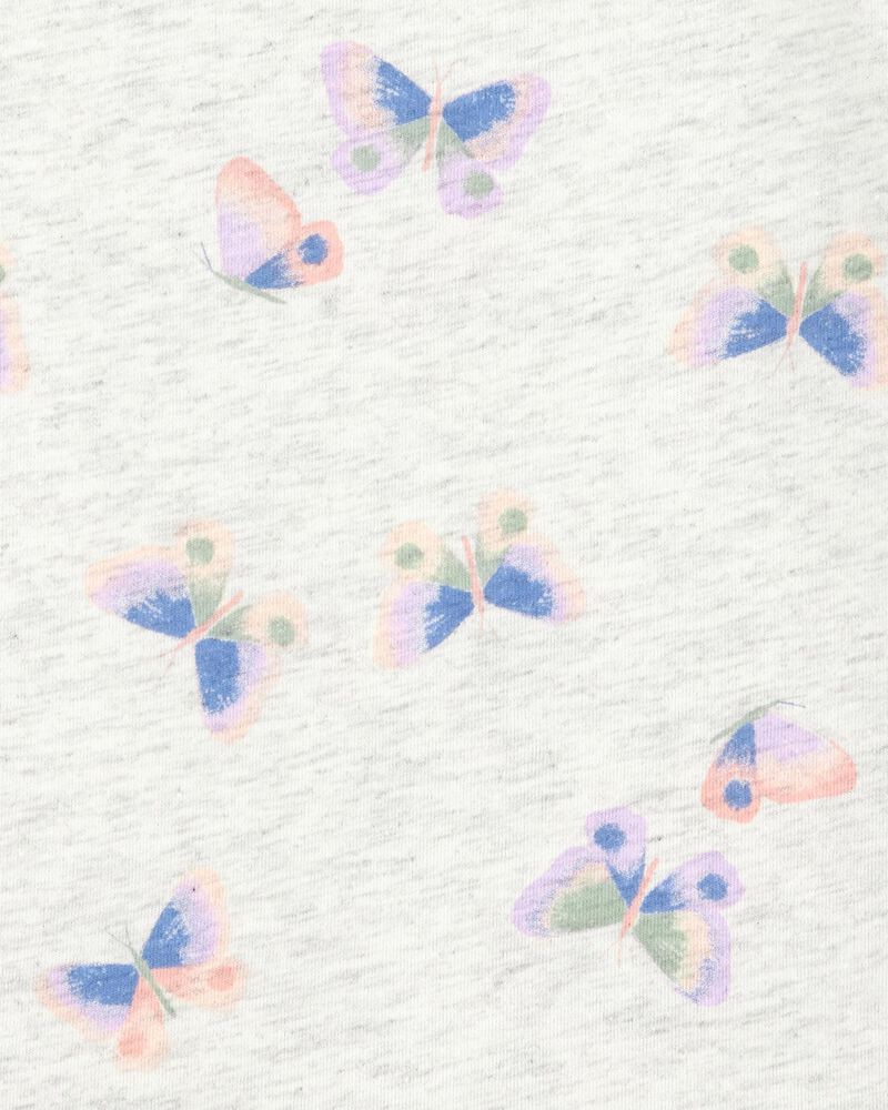 Toddler Butterfly Print Short-Sleeve Fashion Top - Grey, image 2 of 3 slides