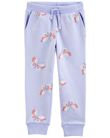 Toddler Butterfly Print Fleece Joggers, 