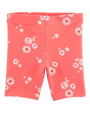 Baby Girl Floral Bike Shorts - Orange, 