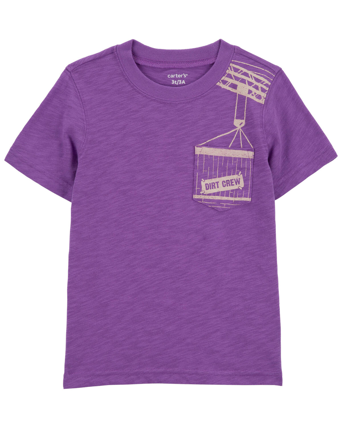 Purple Baby Construction Pocket Graphic Tee