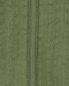 Baby Button-Down Cotton Romper - Green, image 2 of 3 slides