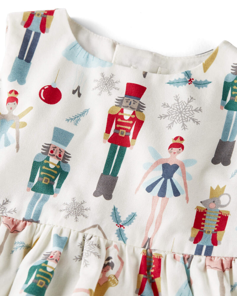 Baby Organic Cotton Dress in Holiday Nutcracker, image 4 of 5 slides