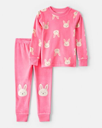 Toddler Girl Bunny DreamPlush Snug Fit 2-Piece Pajamas - Pink, 