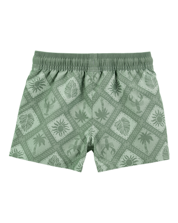 Toddler Geometric Swim Trunks - Green, 
