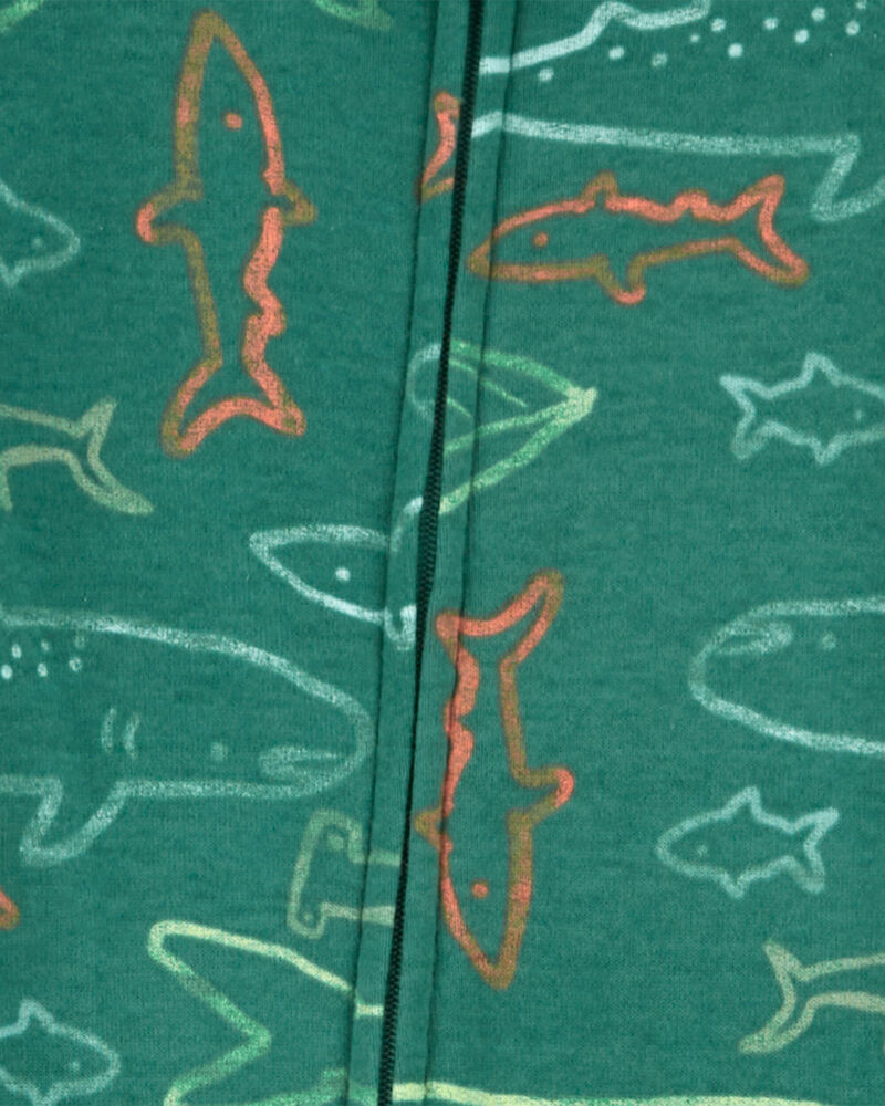 Baby 1-Piece Shark 100% Snug Fit Cotton Footie Pajamas, image 2 of 2 slides