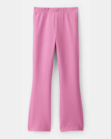 Kid Solid Cotton Flare Stretch Leggings - Pink, 