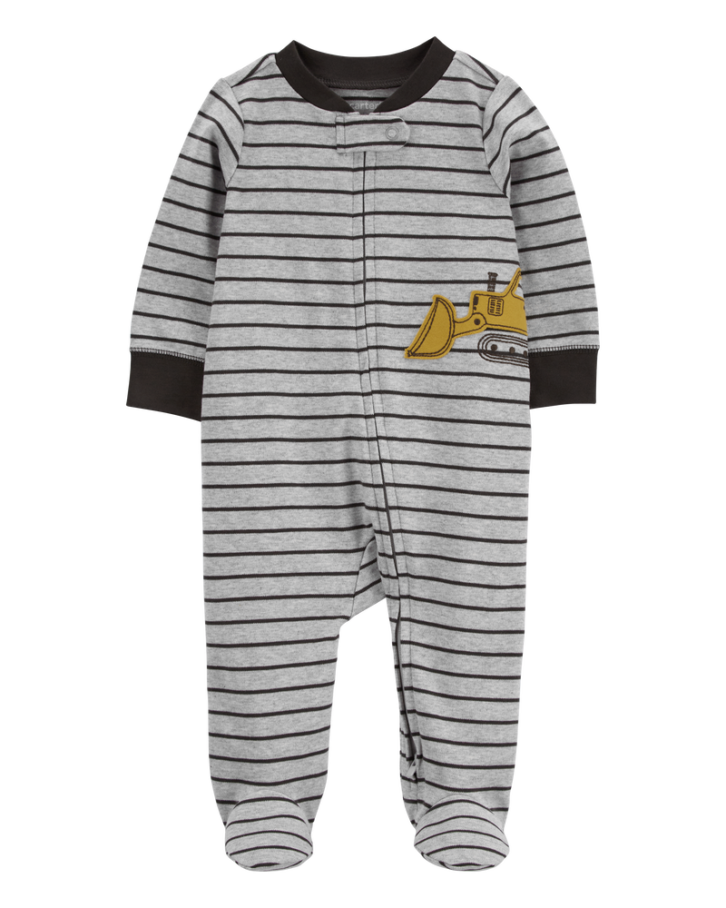 Baby Construction 2-Way Zip Cotton Blend Sleep & Play Pajamas, image 1 of 4 slides