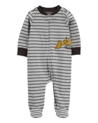 Baby Construction 2-Way Zip Cotton Blend Sleep & Play Pajamas, image 1 of 4 slides