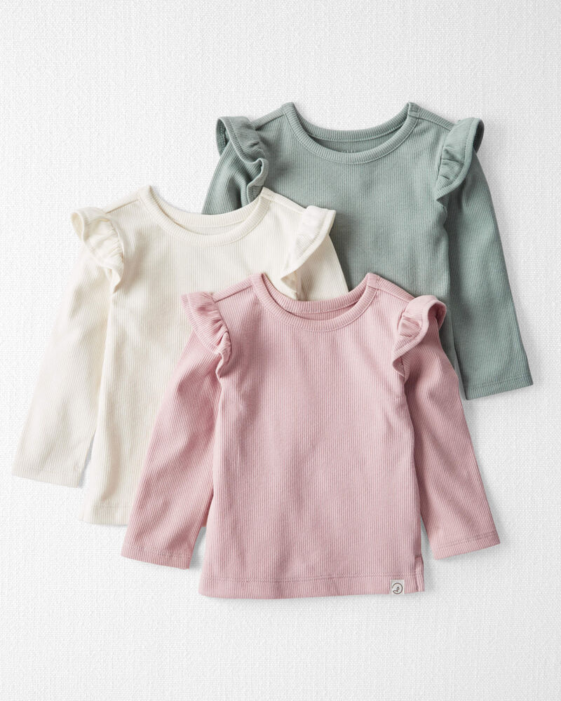 Baby 3-Pack Organic Cotton Rib Flutter Tops, image 1 of 6 slides