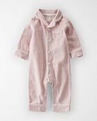 Baby 1-Piece Organic Cotton Coat Style Pajamas, image 1 of 5 slides