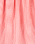 Kid Ribbed Textured Drawstring Skort - Orange, image 4 of 5 slides