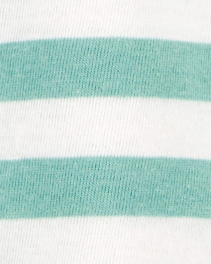 Baby Striped Short-Sleeve Pocket Tee - Green, image 2 of 3 slides