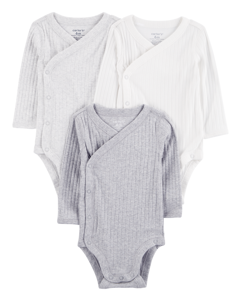 Baby 3-Pack Long-Sleeve Side-Snap Bodysuits, image 1 of 6 slides