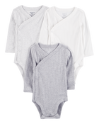 Baby 3-Pack Long-Sleeve Side-Snap Bodysuits, image 1 of 6 slides