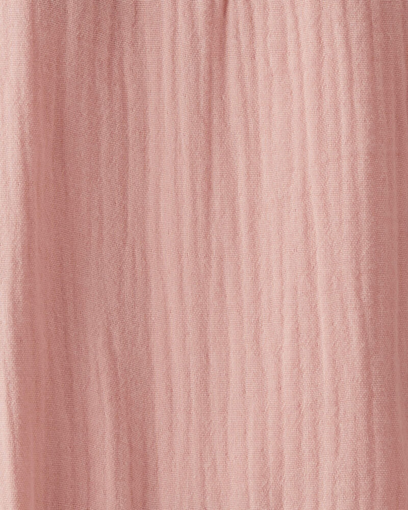 Baby Organic Cotton Gauze Overalls in Pink, image 4 of 6 slides